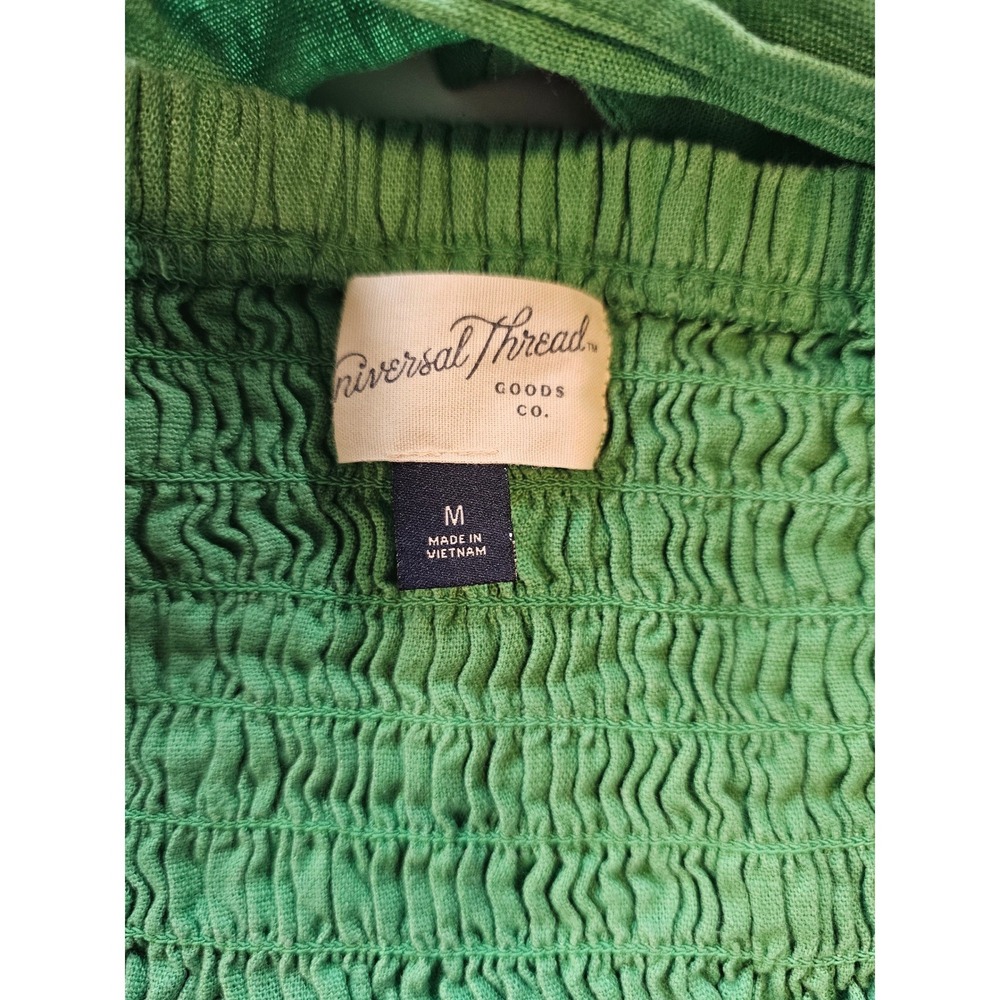 Universal Thread Crop Top Womens Medium Green Tie Front Summer Smocked Camisole - Picture 2 of 6